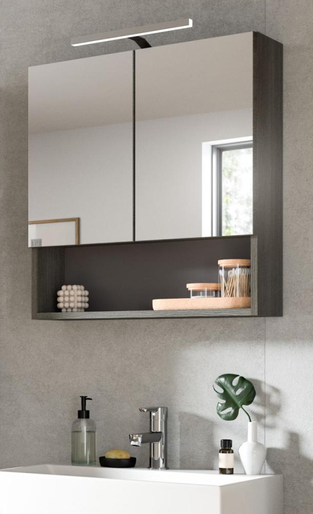 Badezimmer Spiegelschrank Grigio in Rauchsilber grau 60 cm Bild 1