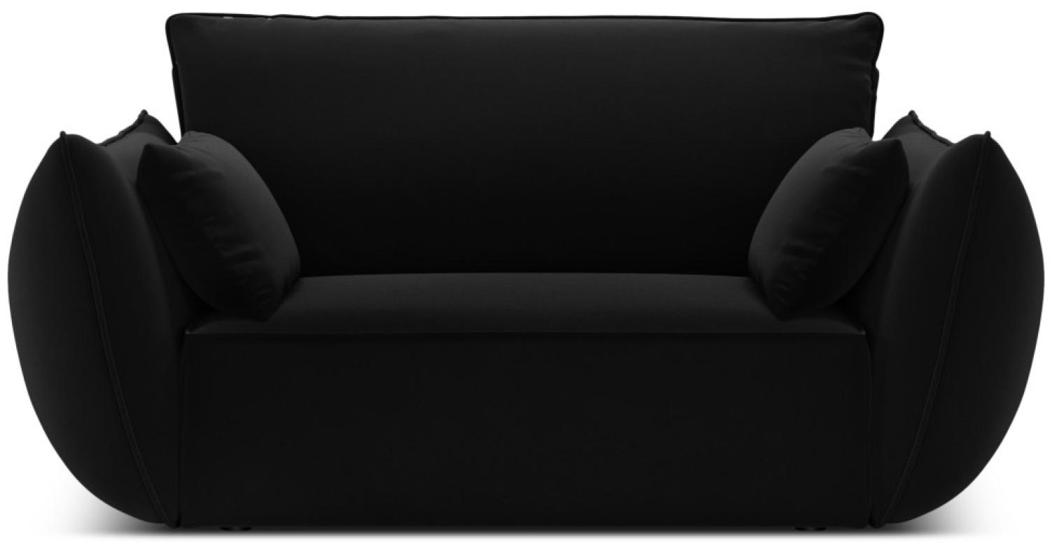 Micadoni Samtstoff Sessel Kaelle | Bezug Black | Beinfarbe Black Plastic Bild 1