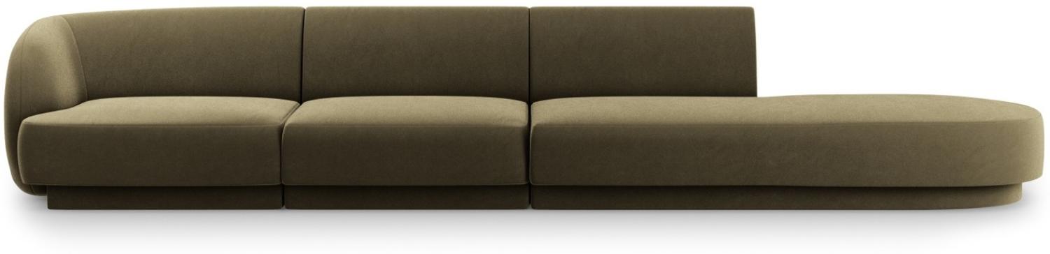 Micadoni 4-Sitzer Rechts Samtstoff Sofa Miley | Bezug Green | Beinfarbe Black Plastic Bild 1