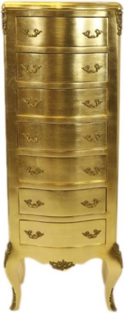 Casa Padrino Barock Kommode Gold mit 7 Schubladen 120 x 45x 35 cm - Antik Stil Bild 1