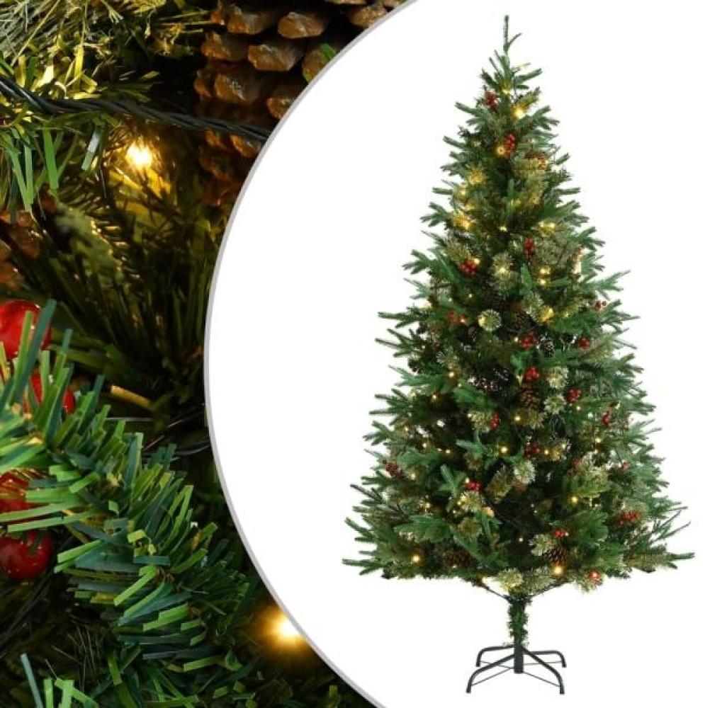 vidaXL Weihnachtsbaum mit LEDs & Kiefernzapfen Grün 195 cm PVC & PE Bild 1
