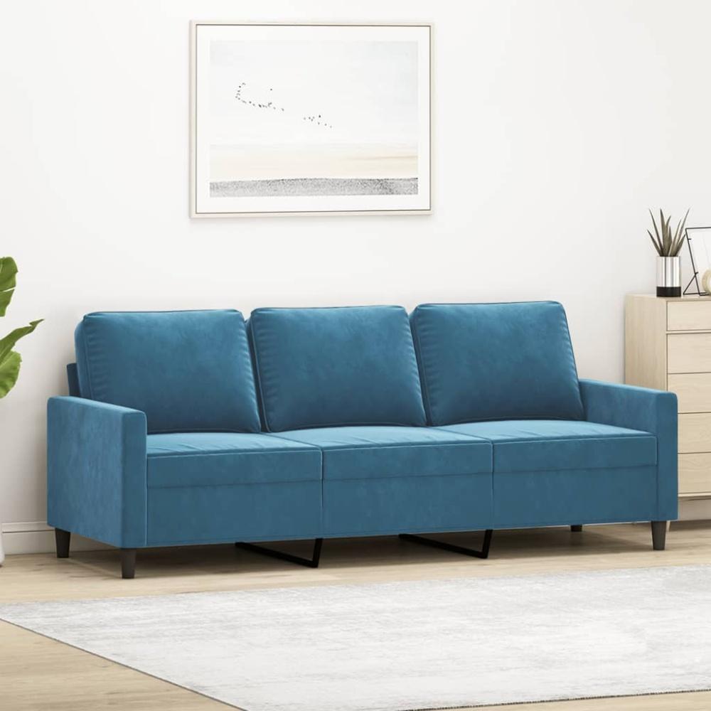vidaXL 3-Sitzer-Sofa Blau 180 cm Samt Bild 1