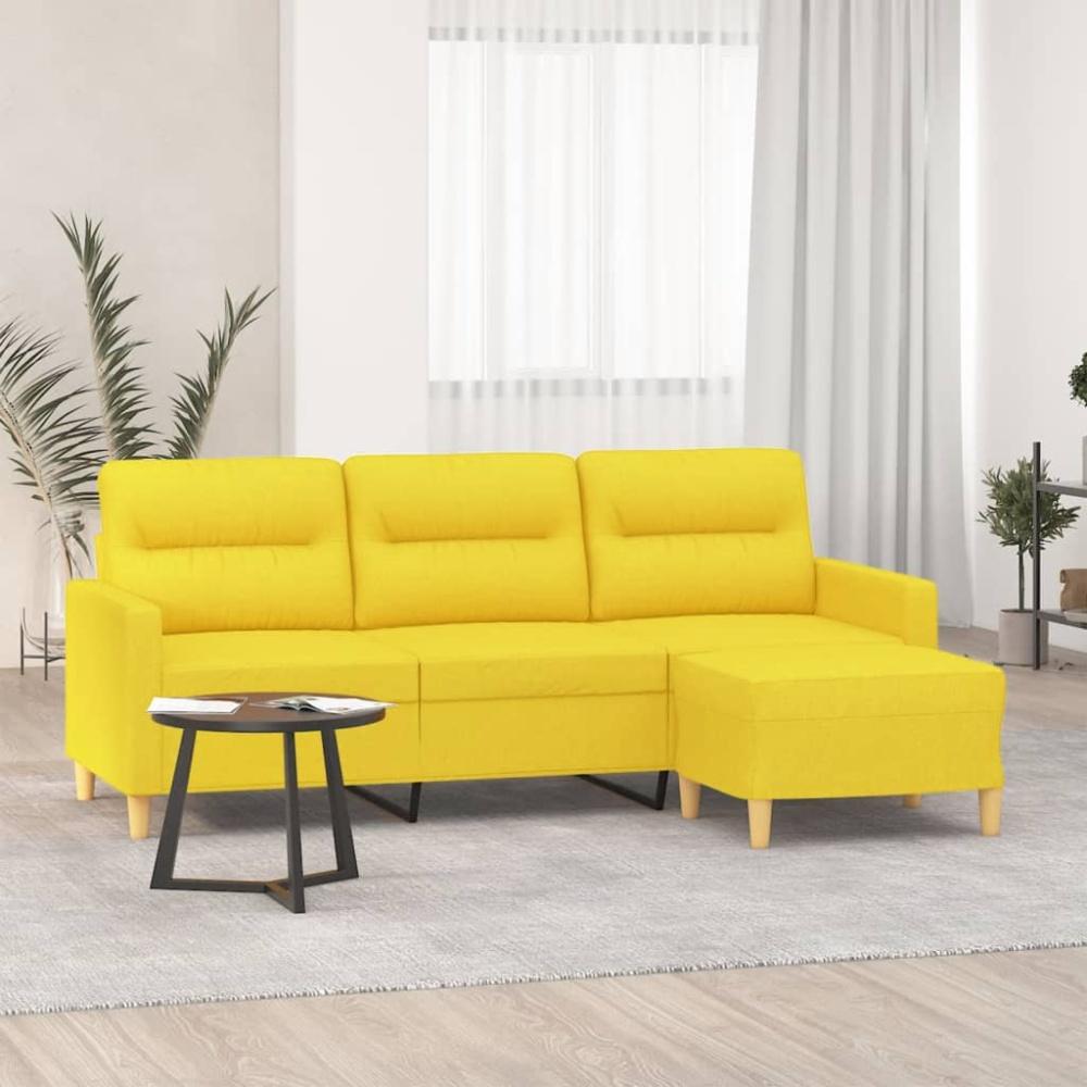 vidaXL 3-Sitzer-Sofa mit Hocker Hellgelb 180 cm Stoff Bild 1