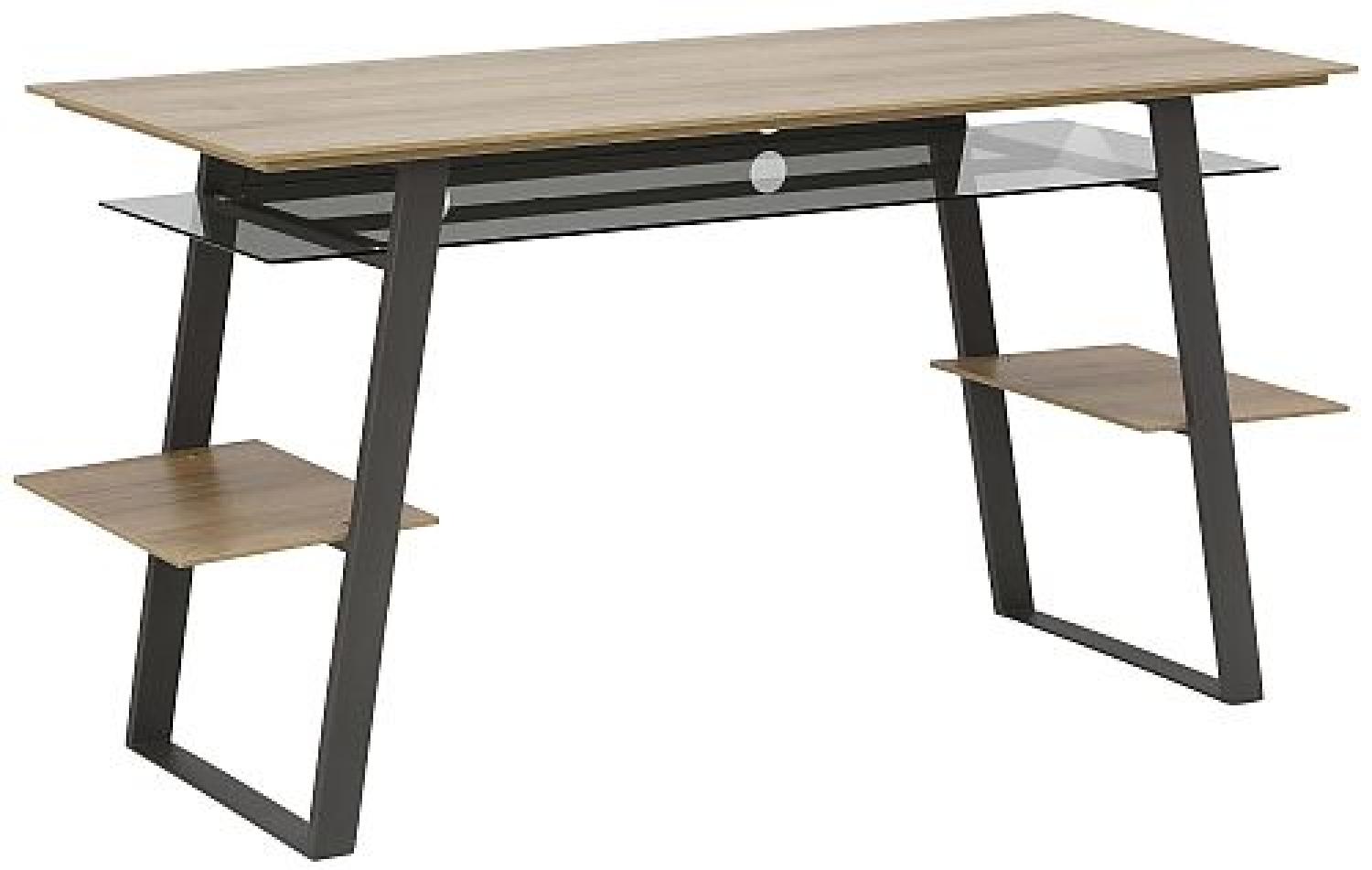 Schreibtisch und Computertisch, Metall anthrazit Riviera Eiche, 140 x 75 x 60 cm Bild 1