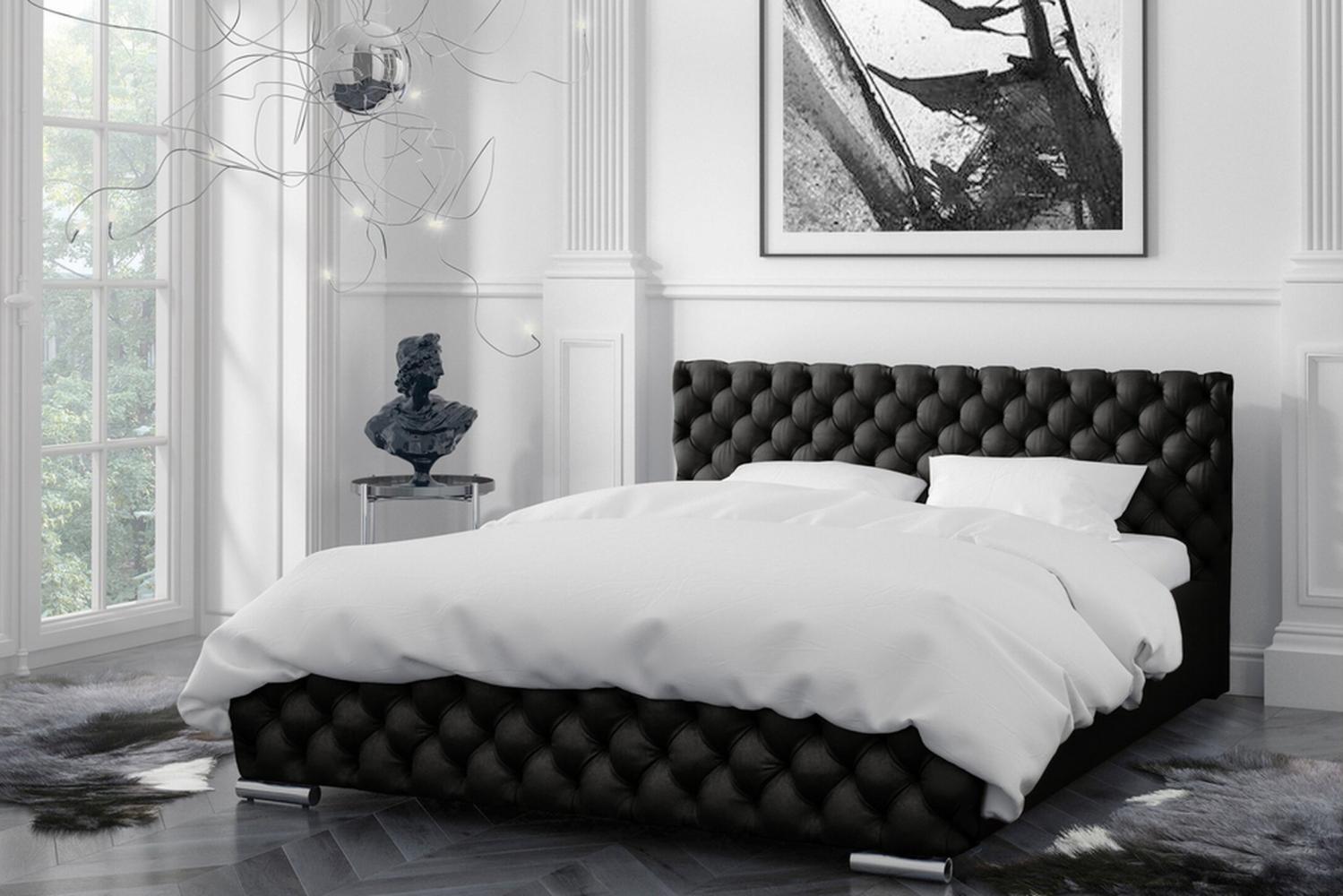 Stylefy 'Alameda' Polsterbett Kunstleder Madryt 120x200 cm ohne Bettkasten Schwarz Bild 1