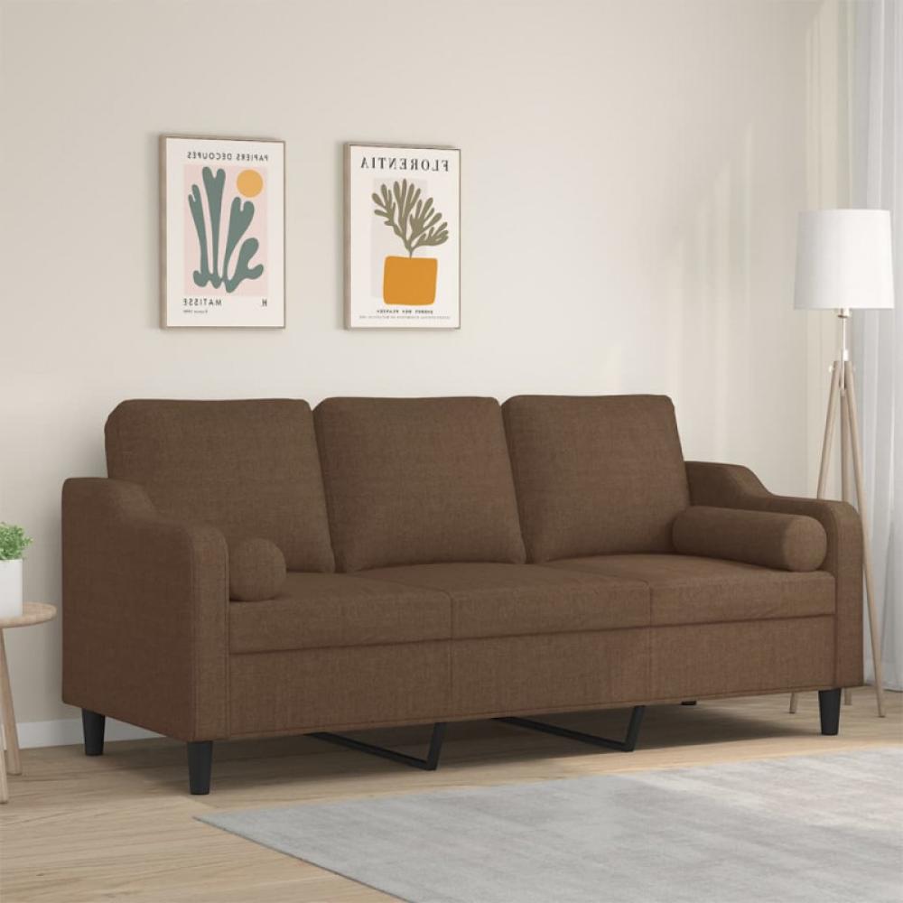 3-Sitzer-Sofa mit Zierkissen Braun 180 cm Stoff (Farbe: Braun) Bild 1