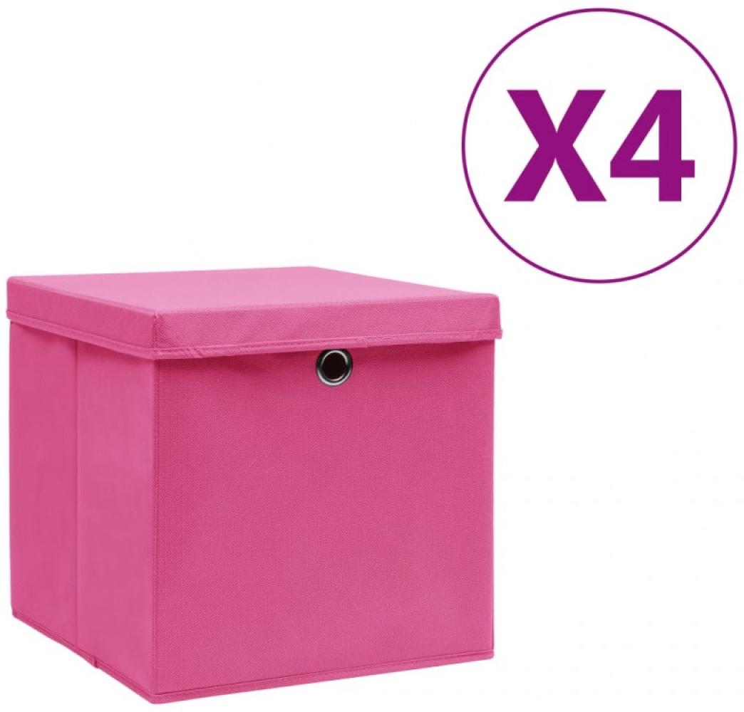 Aufbewahrungsboxen mit Deckeln 4 Stk. 28x28x28 cm Rosa Bild 1
