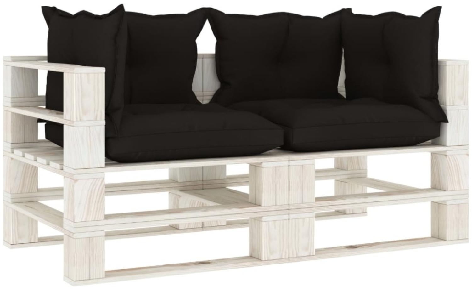 Garten-Palettensofa 2-Sitzer mit schwarzen Kissen Holz Bild 1