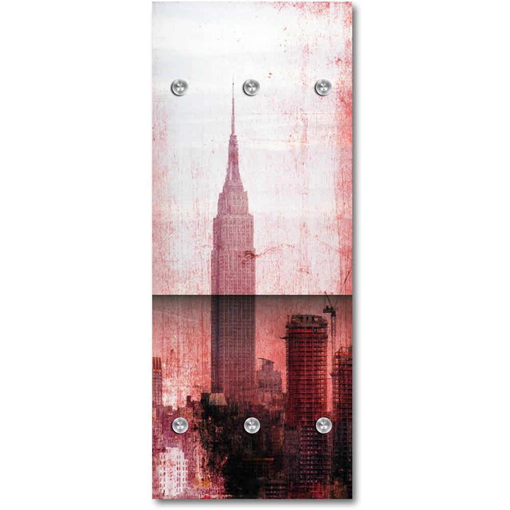 Queence Garderobe - "Empire State" Druck auf hochwertigem Arcylglas inkl. Edelstahlhaken und Aufhängung, Format: 50x120cm Bild 1