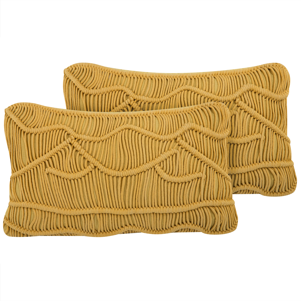 Dekokissen Baumwolle gelb Makramee 30 x 50 cm 2er Set KIRIS Bild 1