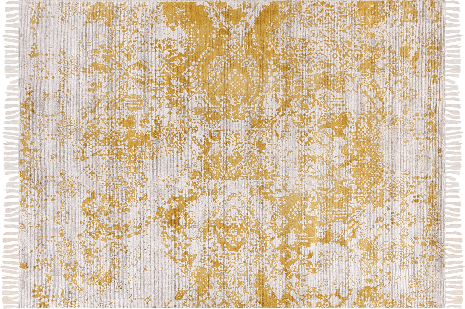 Teppich Viskose senfgelb beige 160 x 230 cm orientalisches Muster Kurzflor BOYALI Bild 1