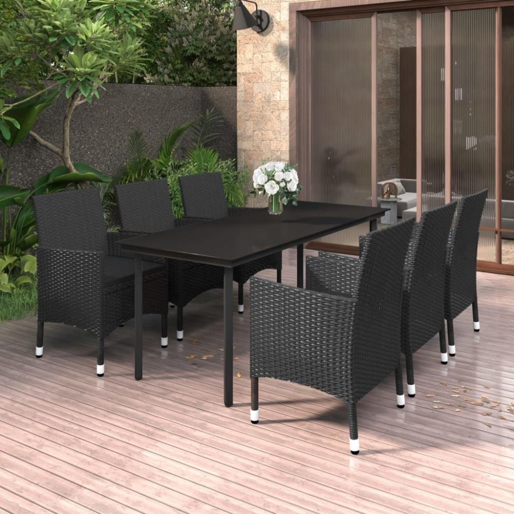 vidaXL 7-tlg. Garten-Essgruppe mit Auflagen Poly Rattan und Glas Bild 1