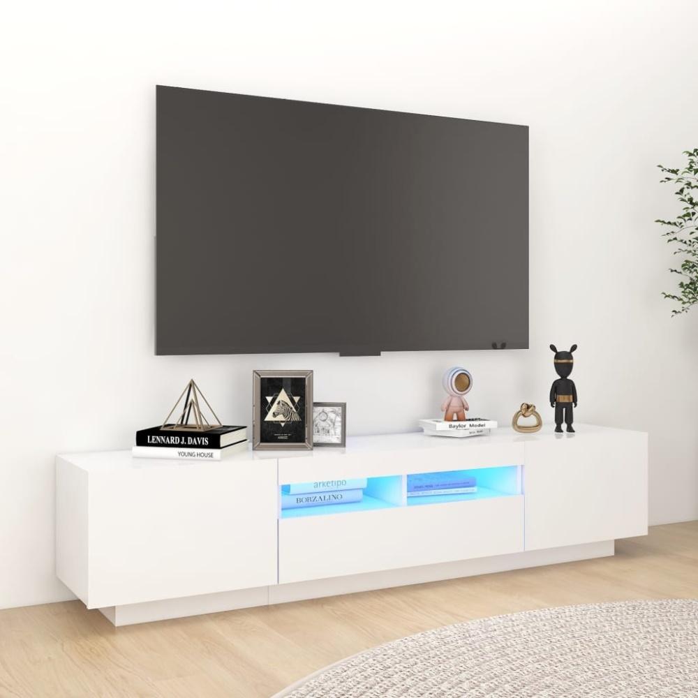 TV-Schrank mit LED-Leuchten Weiß 180x35x40 cm Bild 1