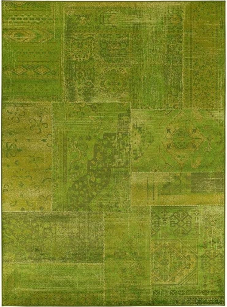 Schöner Vintage Patchwork Web Teppich Grün in zwei Größen Grün, 170cm x 240cm Bild 1