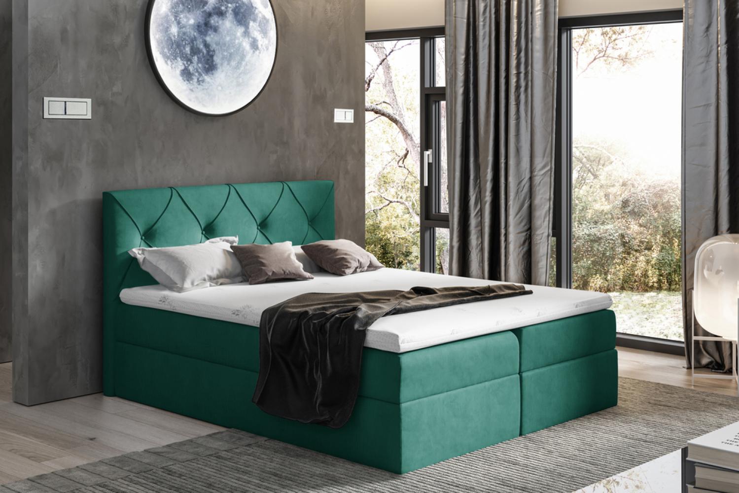 Stylefy 'Arian' Boxspringbett Velours Grün 160 x 200 cm Bild 1