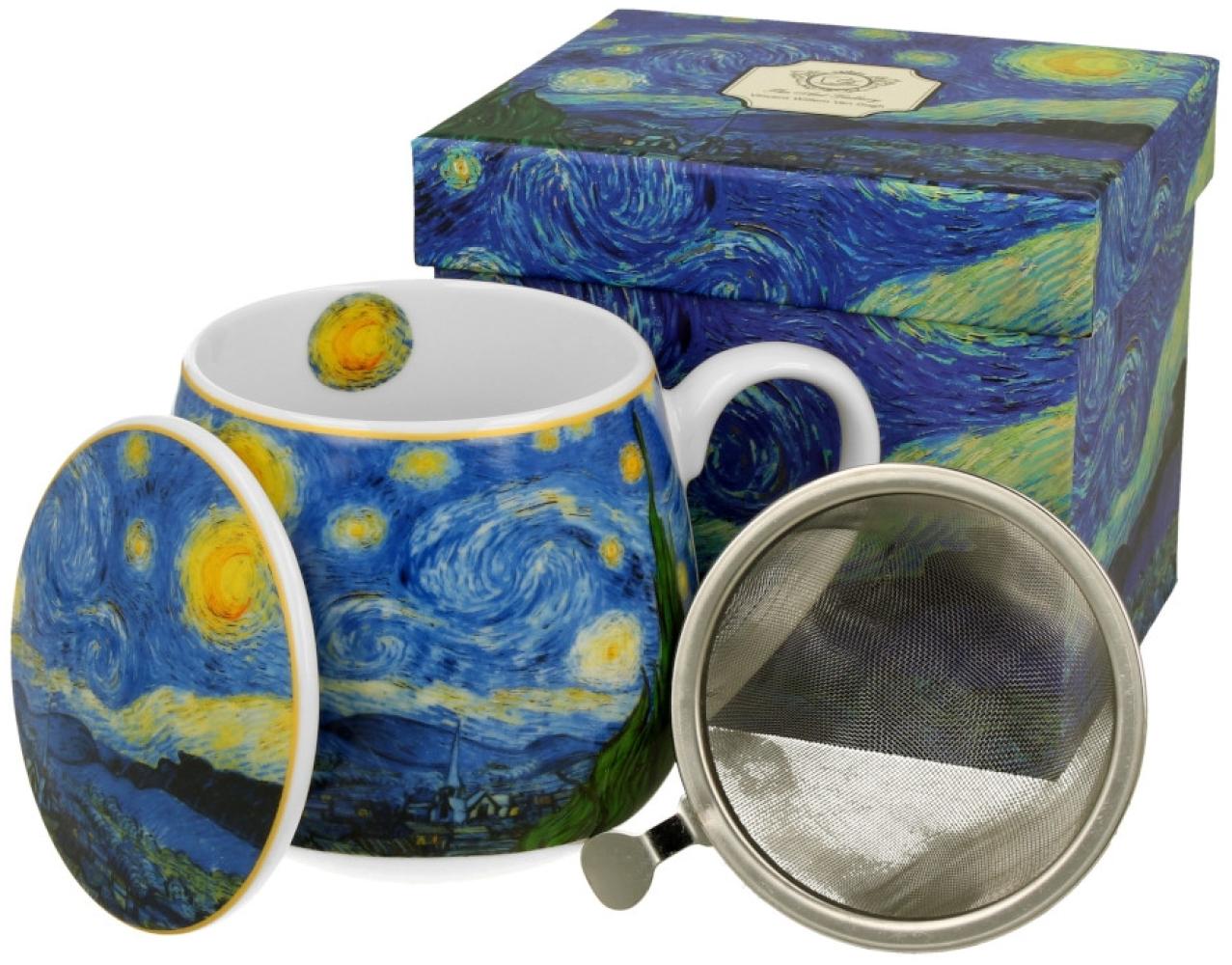 DUO ART GALLERY Fassbecher 430 ml STARRY NIGHT mit Teesieb, New Bone China Porzellan Bild 1