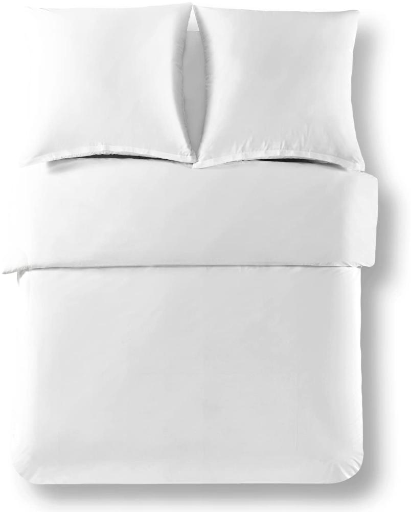 Alreya Renforcé Bettwäsche 200 x 220 cm - 100% Baumwolle mit YKK Reißverschluss, Superweiches Bettbezug, Oeko-TEX® Standard Zertifiziert, Weiß, nur Bettbezug Bild 1
