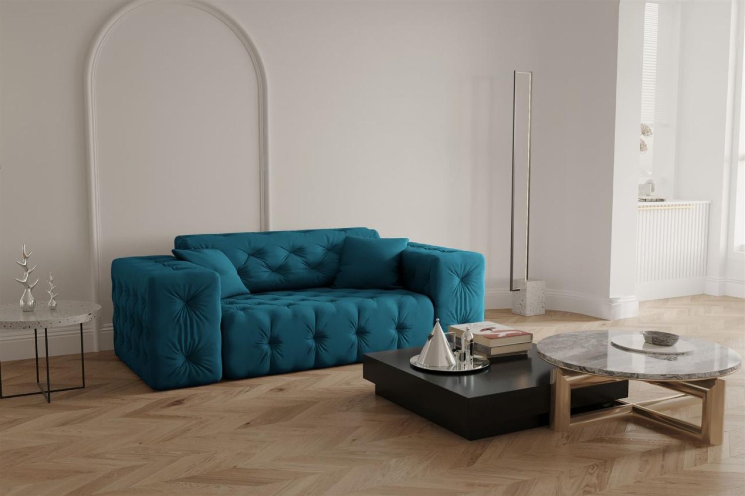 Sofa Designersofa CHANTAL 2-Sitzer in Stoff Opera Velvet Ozeanblau Bild 1