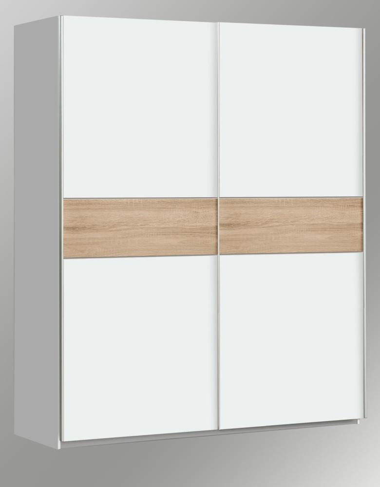 Forte 'Winner' Schwebetürenschrank, Kleiderschrank, weiß und Sonoma Eiche, ca. 150 x191 cm Bild 1