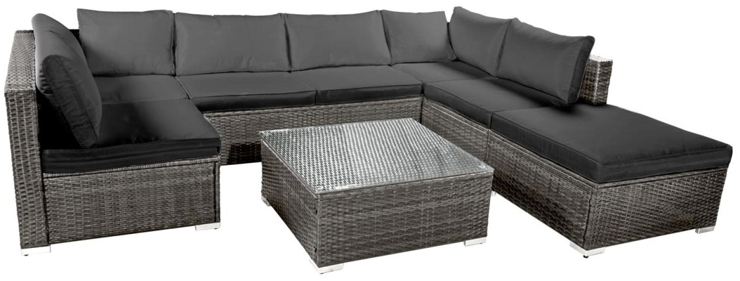 BRAST Gartenmöbel Lounge Sofa Couch Set Sunshine Grau Poly-Rattan für 5 Personen Bild 1