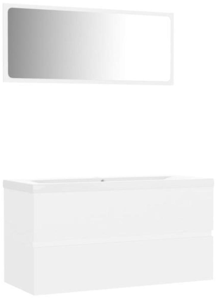 VidaXL 3-tlg. Badmöbel-Set mit Unterschrank, Waschbecken und Spiegel, Weiß Bild 1