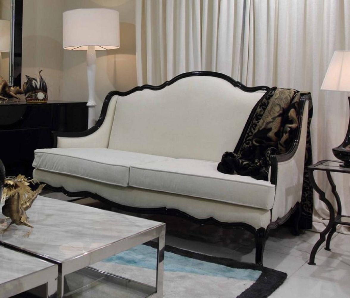 Casa Padrino Luxus Barock Sofa Weiß / Schwarz 185 x 95 x H. 111 cm - Wohnzimmer Sofa mit dekorativen Kissen Bild 1
