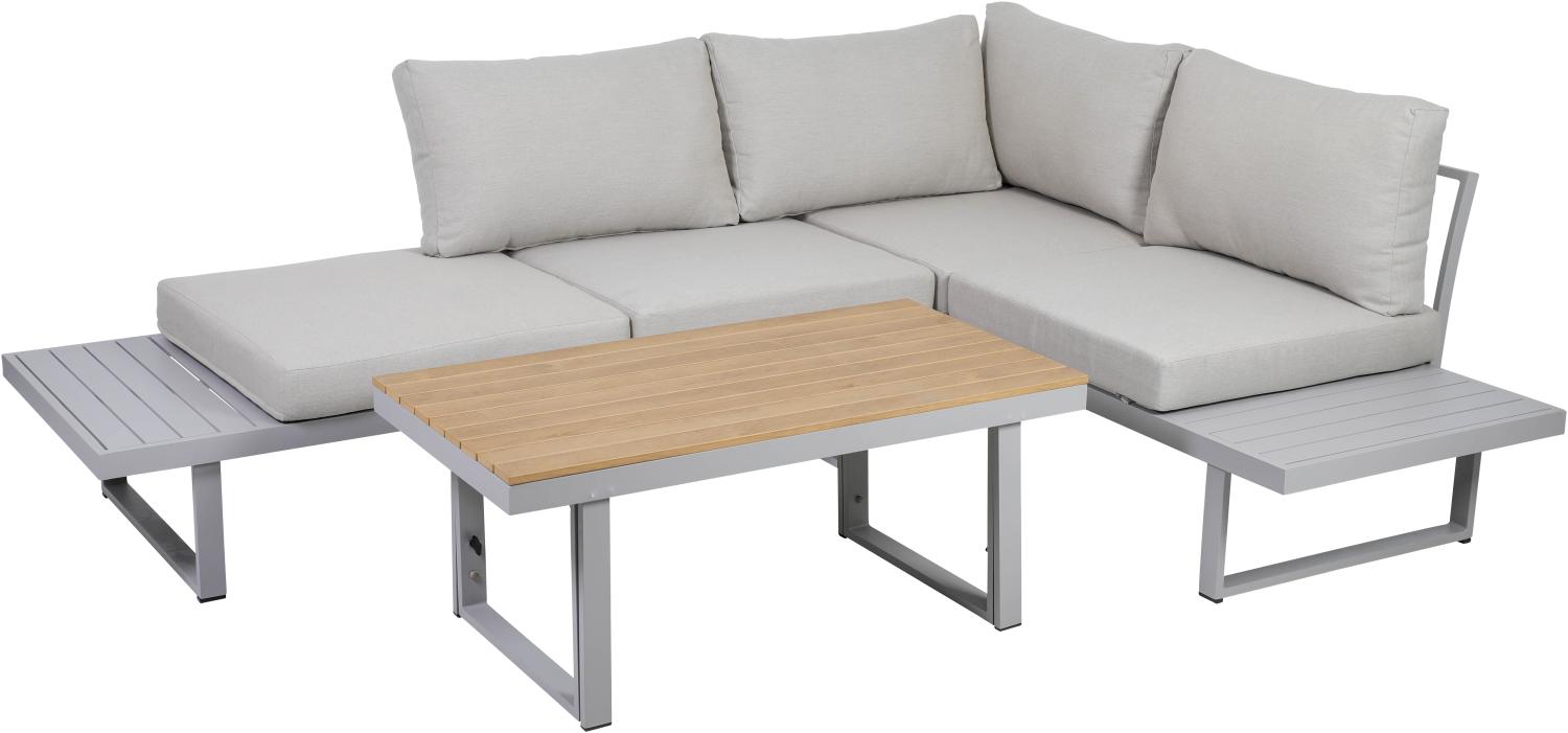 greemotion Lounge-Set Aruba, 2-teilig, Aluminium, grau, Tisch und Bank, Gartenliege, Gartenmöbel-Set, Loungemöbel-Set Bild 1