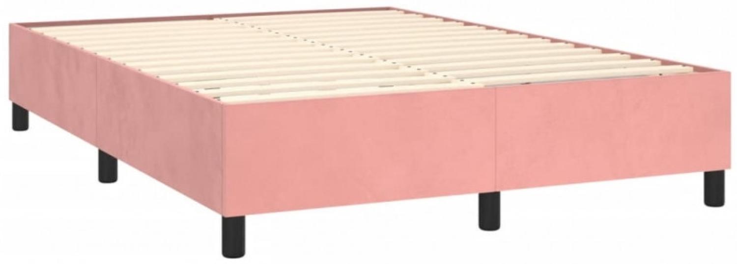 vidaXL Boxspringbett mit Matratze Rosa 140x200 cm Samt Bild 1