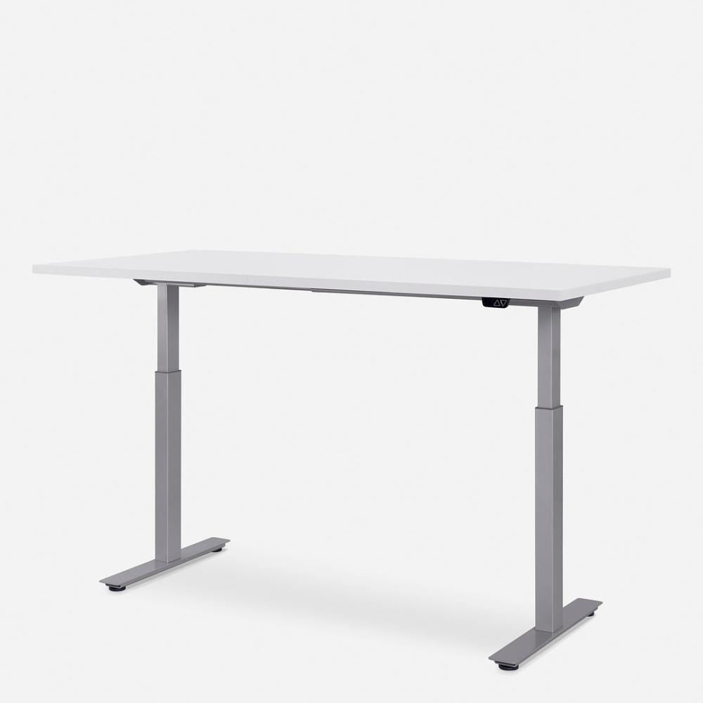 160 x 80 cm WRK21® SMART - Weiss Uni / Grau elektrisch höhenverstellbarer Schreibtisch Bild 1