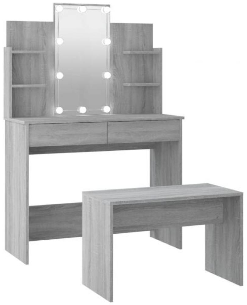 Schminktisch-Set mit LED Grau Sonoma Holzwerkstoff Bild 1