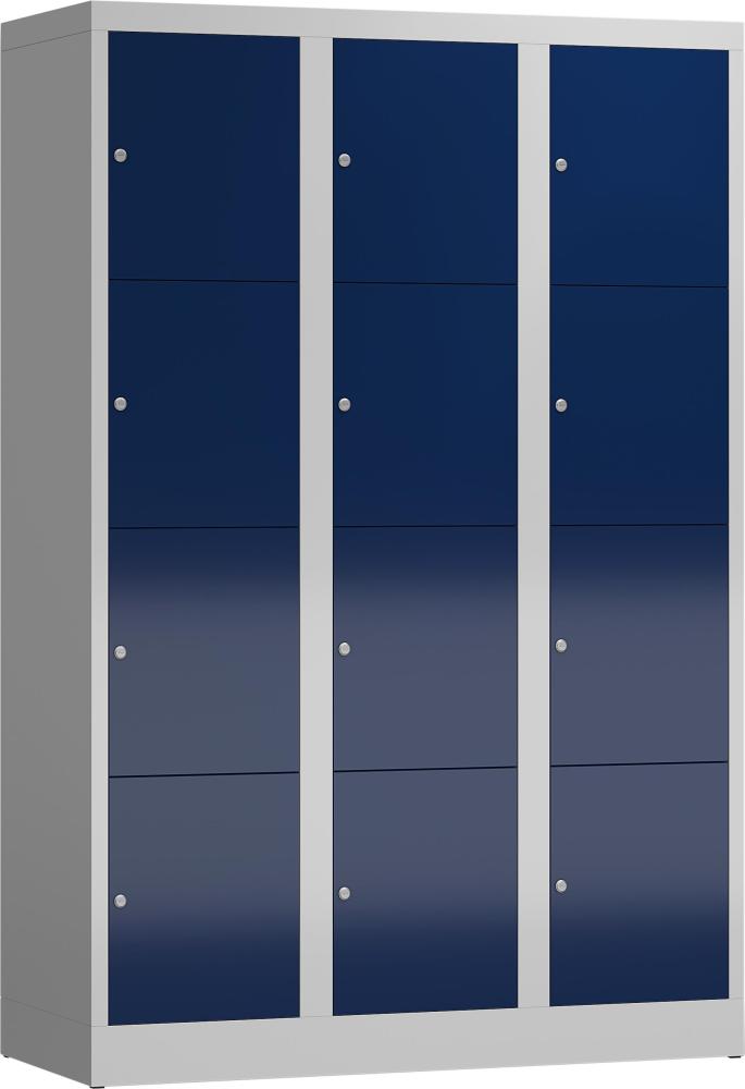 Schließfachschrank Fächerschrank 12 Fächer 1800 x 1200 x 500mm lichtgrau/enzianblau Bild 1