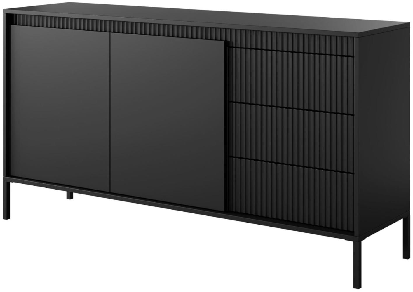 Sideboard Senso Kommode154x40x82cm schwarz Grifflos mit Schubladen Bild 1