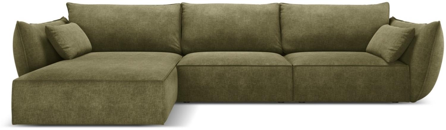Micadoni 4-Sitzer Ecke links Sofa Kaelle | Bezug Green | Beinfarbe Black Plastic Bild 1