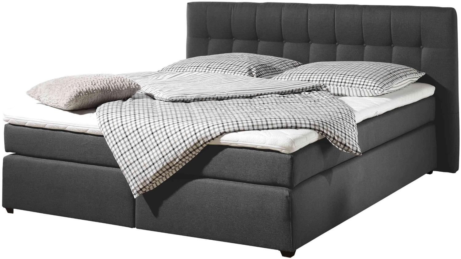 Maintal Boxspringbett Jeremy, 160 x 200 cm, Strukturstoff, Bonellfederkern Matratze H3, anthrazit Bild 1