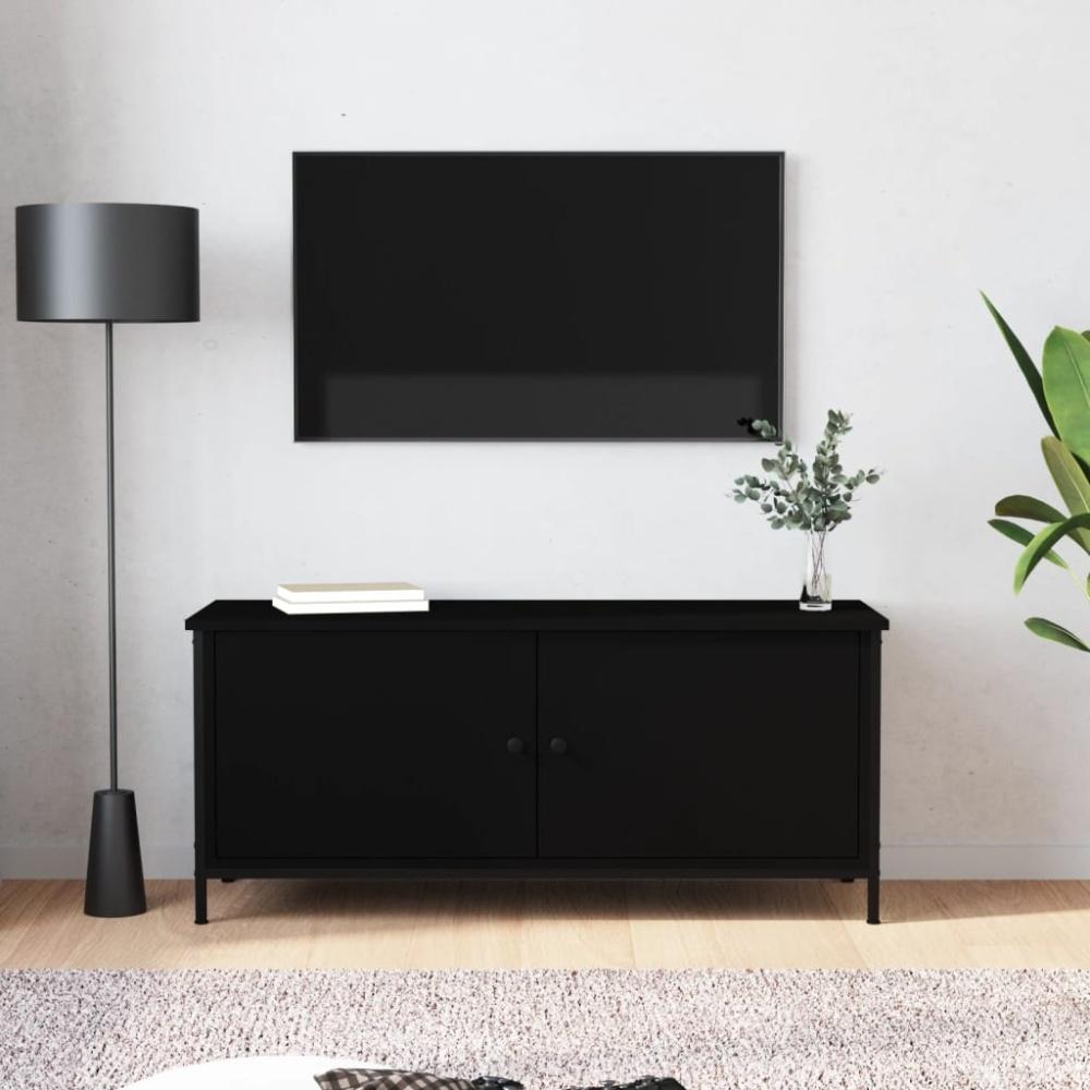 vidaXL TV-Schrank mit Türen Schwarz 102x35x45 cm Holzwerkstoff Bild 1