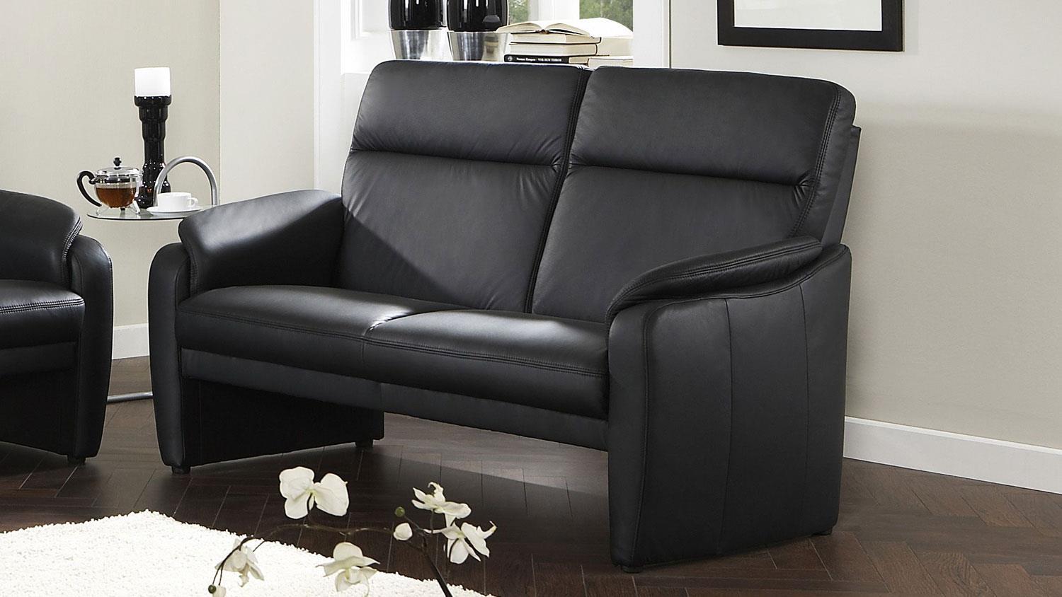 Sofa HAMPTON 2,5-Sitzer in Echtleder schwarz mit Federkern Bild 1