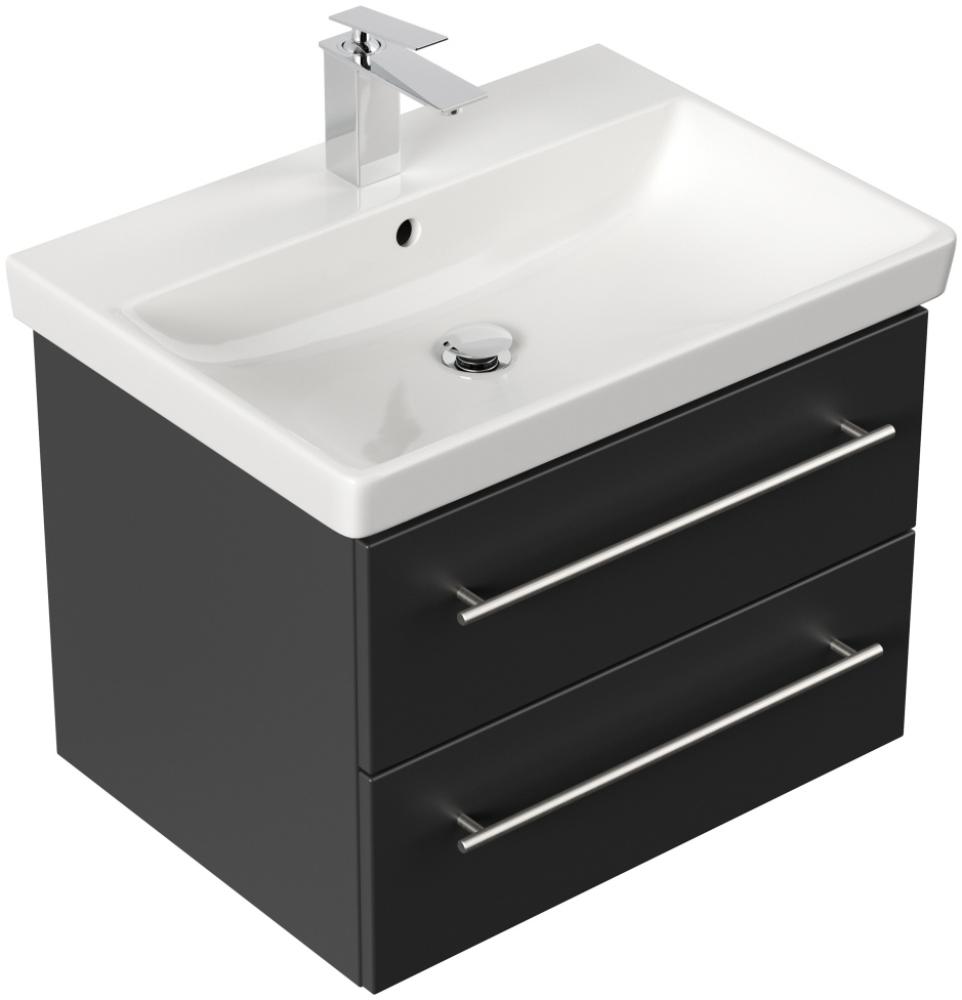 Badmöbel mit Villeroy & Boch Avento Waschbecken 65 cm SoftClose schwarz : Schwarz Bild 1