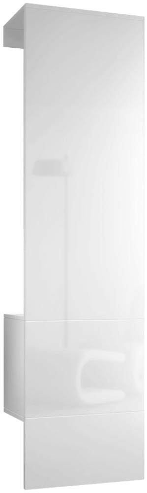 Vladon Garderobe Carlton Set 5, Garderobenset bestehend aus 1 Garderobenpaneel mit integrierter Tür und 1 Kleiderstange, Weiß matt/Weiß Hochglanz (52 x 193 x 35 cm) Bild 1