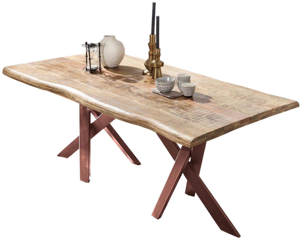TABLES&CO Tisch 160x90 Mango Natur Metall Braun Bild 1