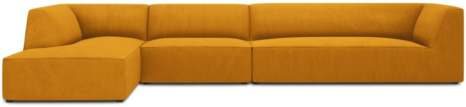 Micadoni 5-Sitzer Modular Ecke links Sofa Ruby | Bezug Yellow | Beinfarbe Black Plastic Bild 1