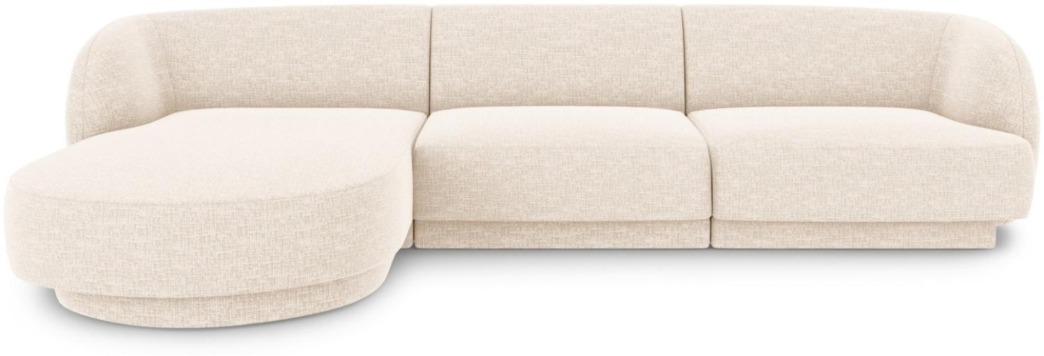 Micadoni 4-Sitzer Ecke links Sofa Miley | Bezug Light Beige | Beinfarbe Black Plastic Bild 1