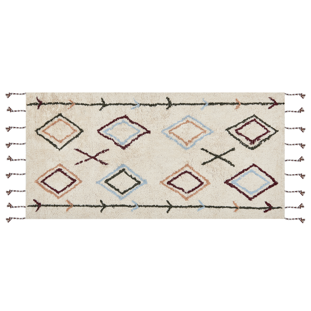 Teppich Baumwolle beige 80 x 150 cm geometrisches Muster CORUM Bild 1