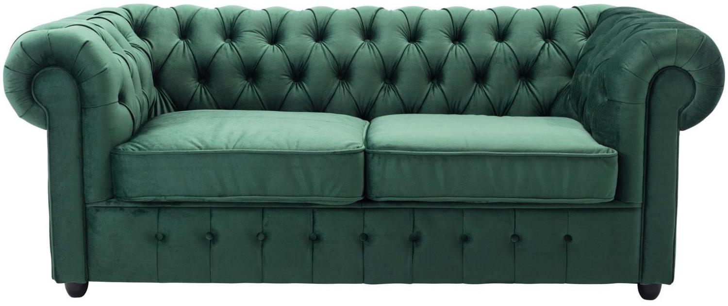 3-Sitzer Sofa 'Chesterfield', Samt dunkelgrün 198 cm Bild 1