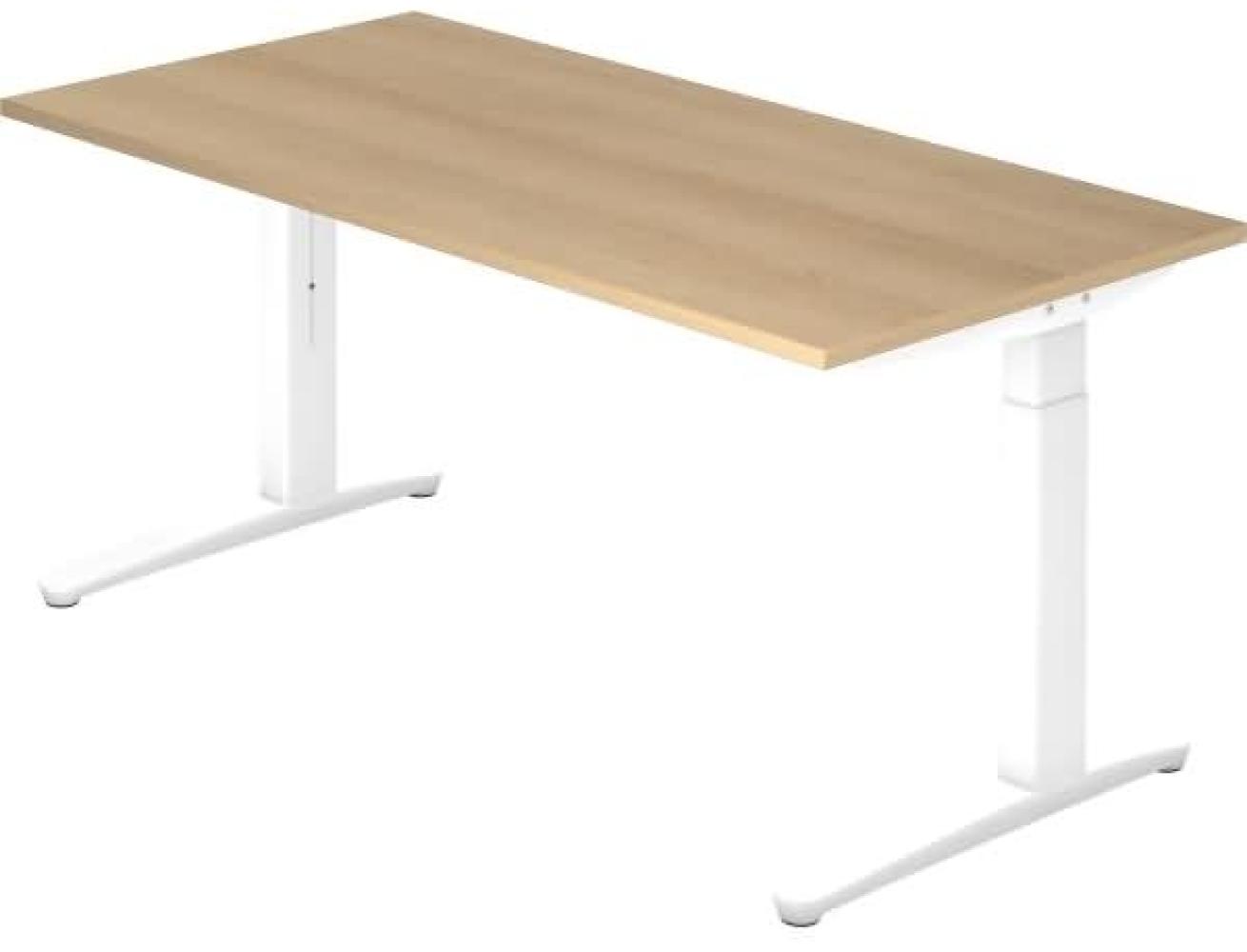 'XB16' Schreibtisch, C-Fuß, 160x80cm, Eiche / Weiß Bild 1
