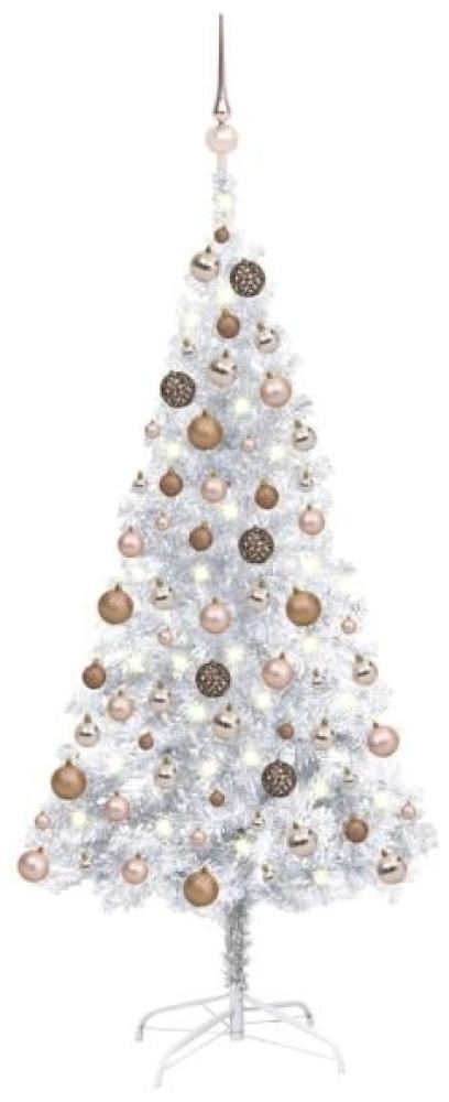 vidaXL Künstlicher Weihnachtsbaum mit LEDs & Kugeln Silbern 150cm PET, Mit Beleuchtung [3077609] Bild 1
