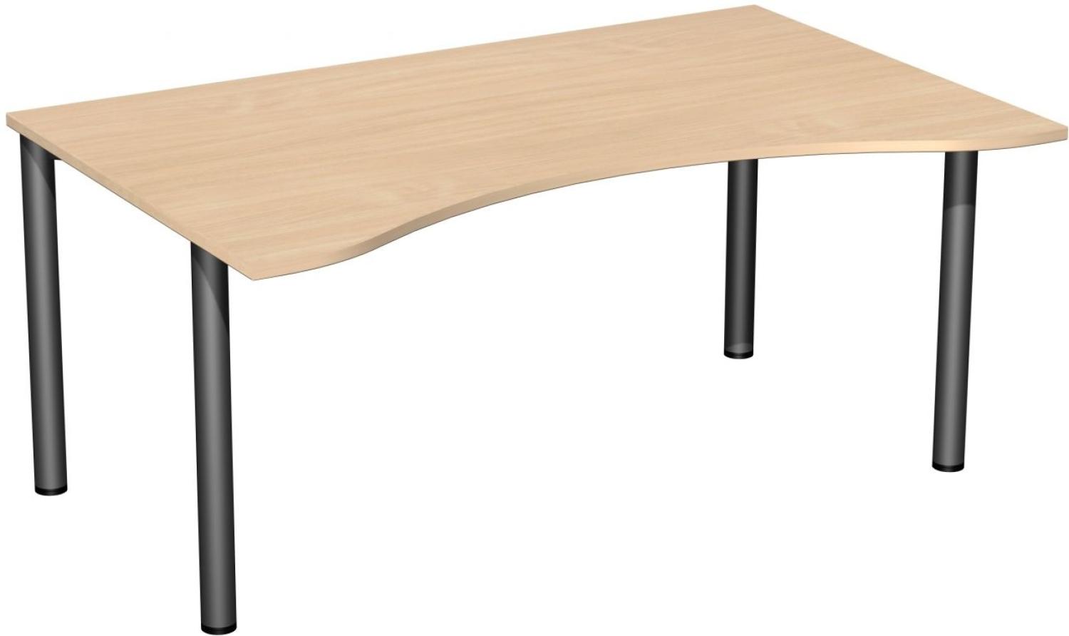 Schreibtisch '4 Fuß Flex', feste Höhe 160x100cm, Buche / Anthrazit Bild 1