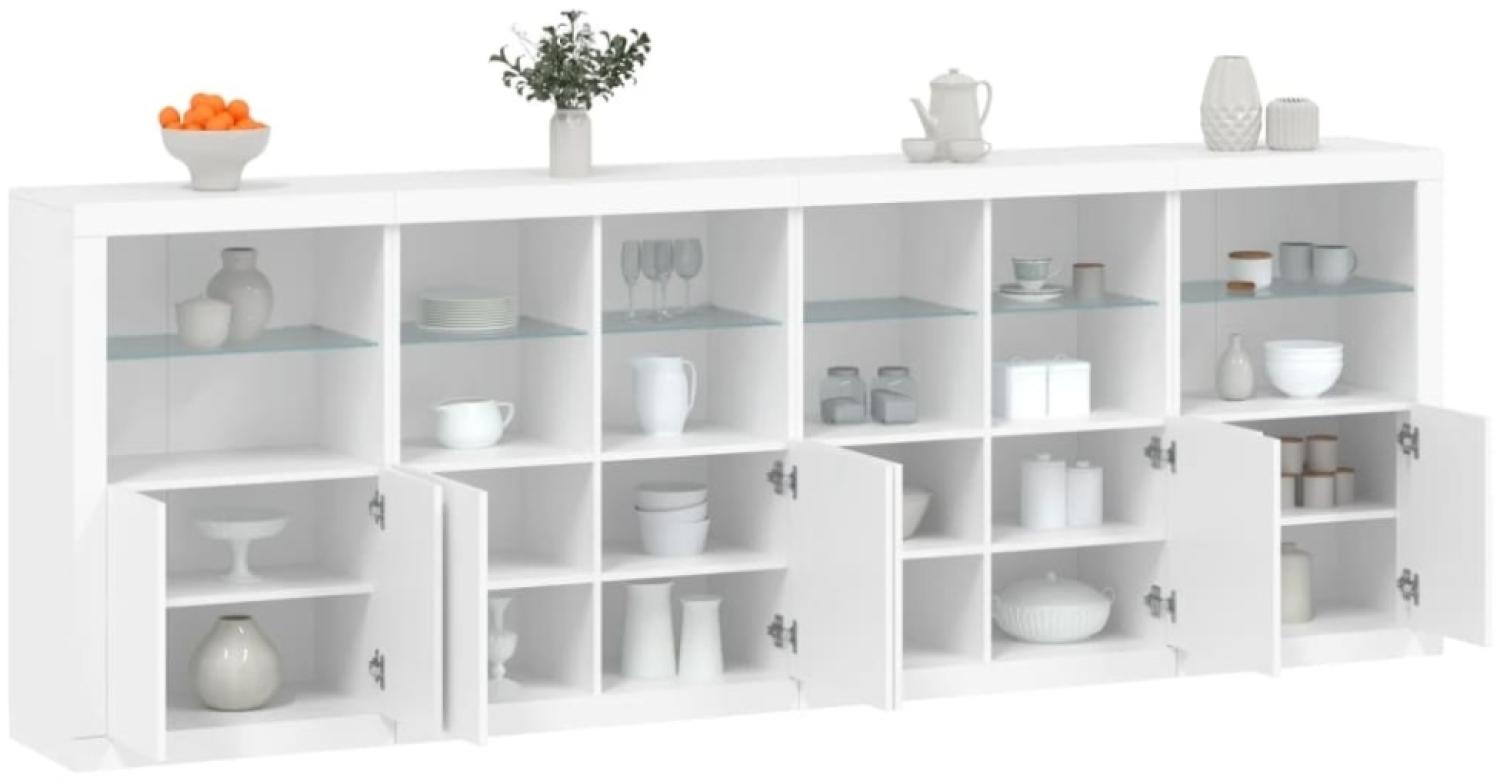 vidaXL Sideboard mit LED-Leuchten Weiß 283x37x100 cm Bild 1