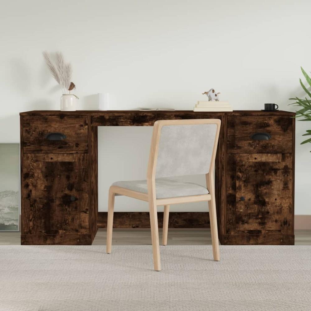 vidaXL Schreibtisch mit Stauraum Räuchereiche Holzwerkstoff Bild 1