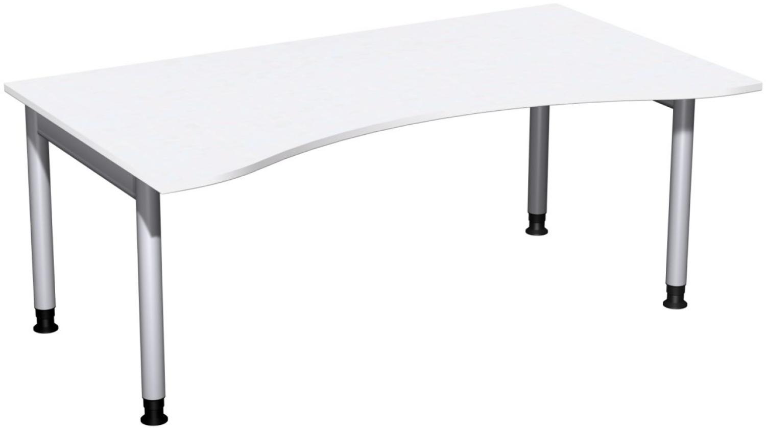 Schreibtisch '4 Fuß Pro' höhenverstellbar, 180x100cm, Weiß / Silber Bild 1