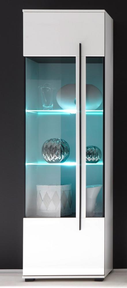 Standvitrine Glasvitrine Cantara mit LED-Beleuchtung 60cm 1-türig weiß Bild 1